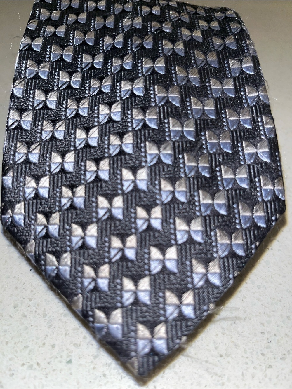 Ermenegildo Zegna Black and Silver Micro-Pattern Tie 100% Silk